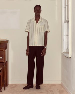Celery Stripe Short Sleeve Shirt by Bode