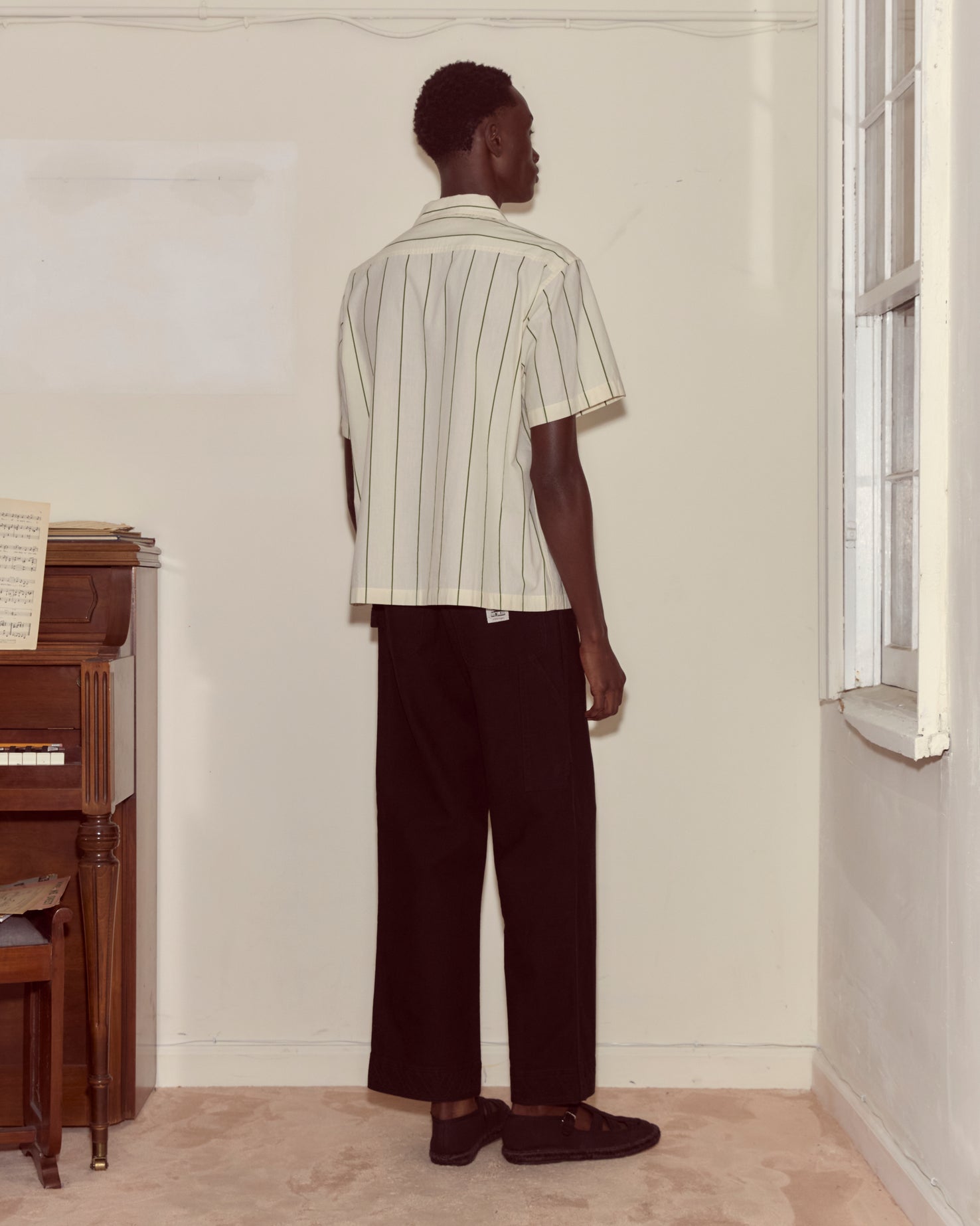 Celery Stripe Short Sleeve Shirt by Bode