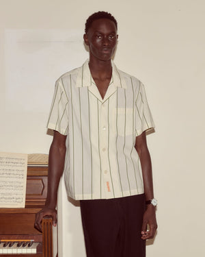 Celery Stripe Short Sleeve Shirt by Bode