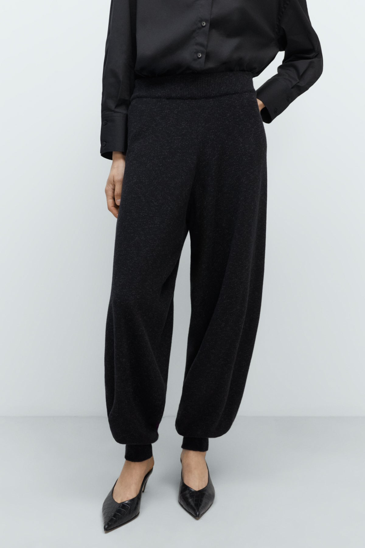 Flecked Cotton Pants in Anthracite by CORDERA