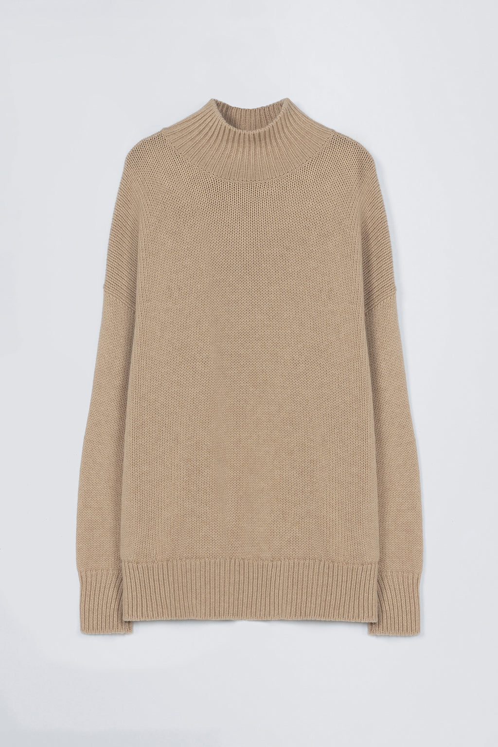 Merino Wool Chunky Turtleneck Sweater in Beige by CORDERA