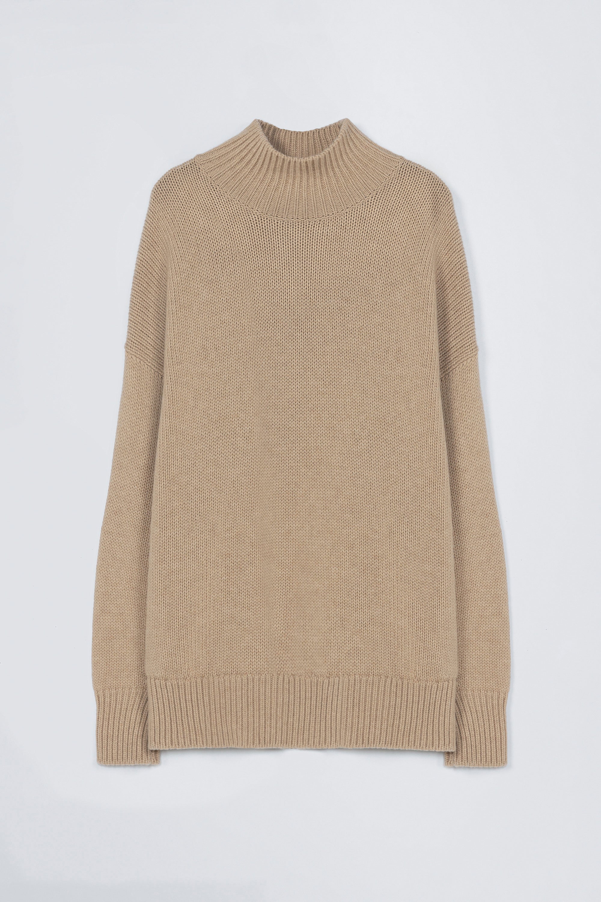 Merino Wool Chunky Turtleneck Sweater in Beige by CORDERA