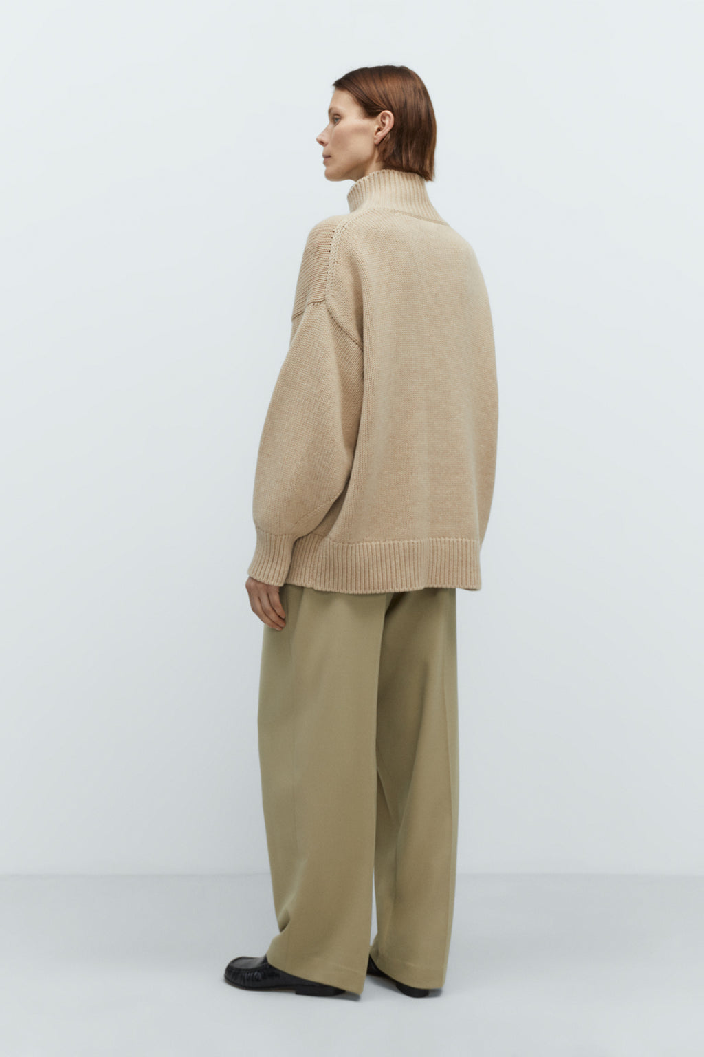 Merino Wool Chunky Turtleneck Sweater in Beige by CORDERA