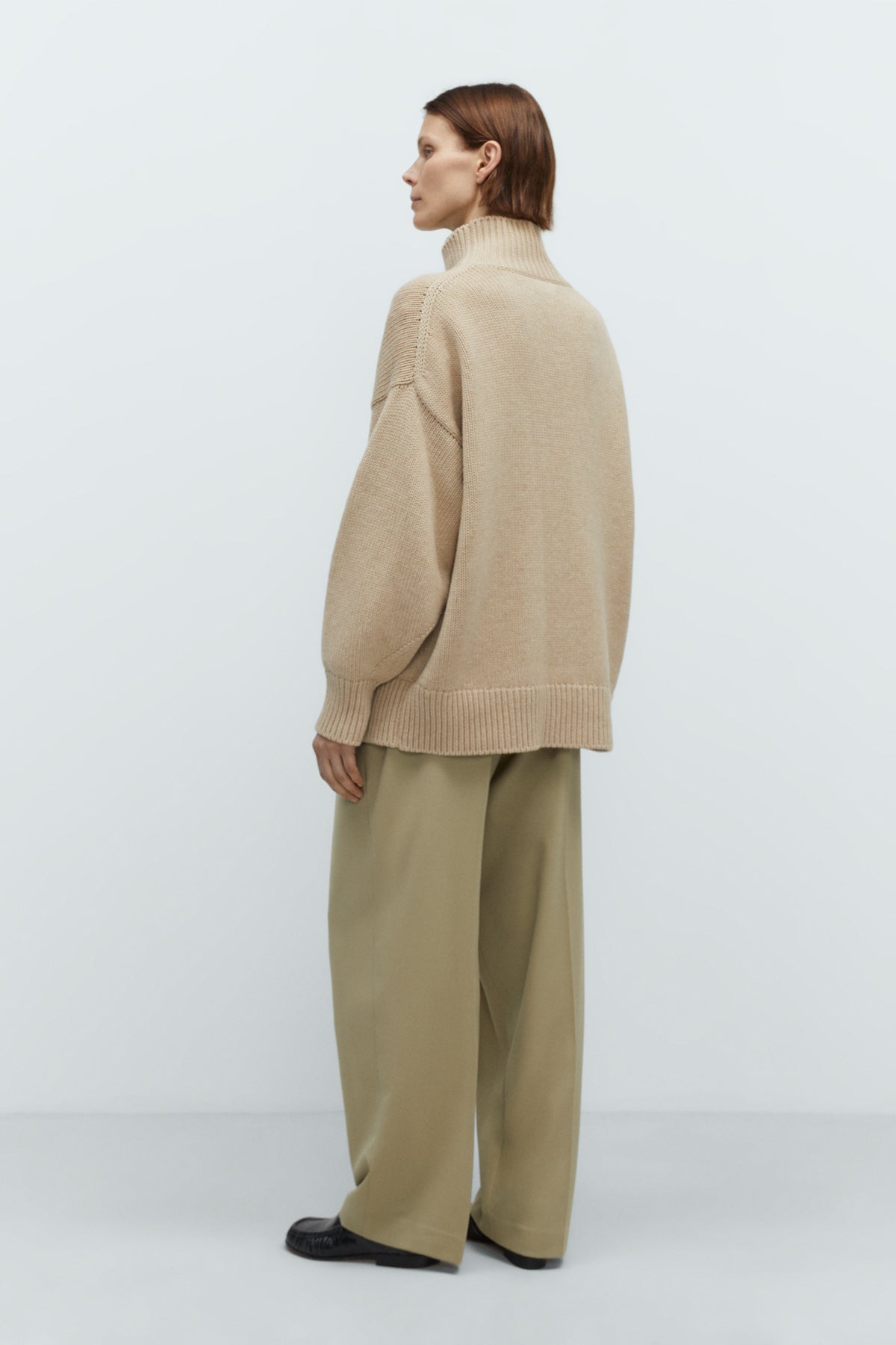 Merino Wool Chunky Turtleneck Sweater in Beige by CORDERA