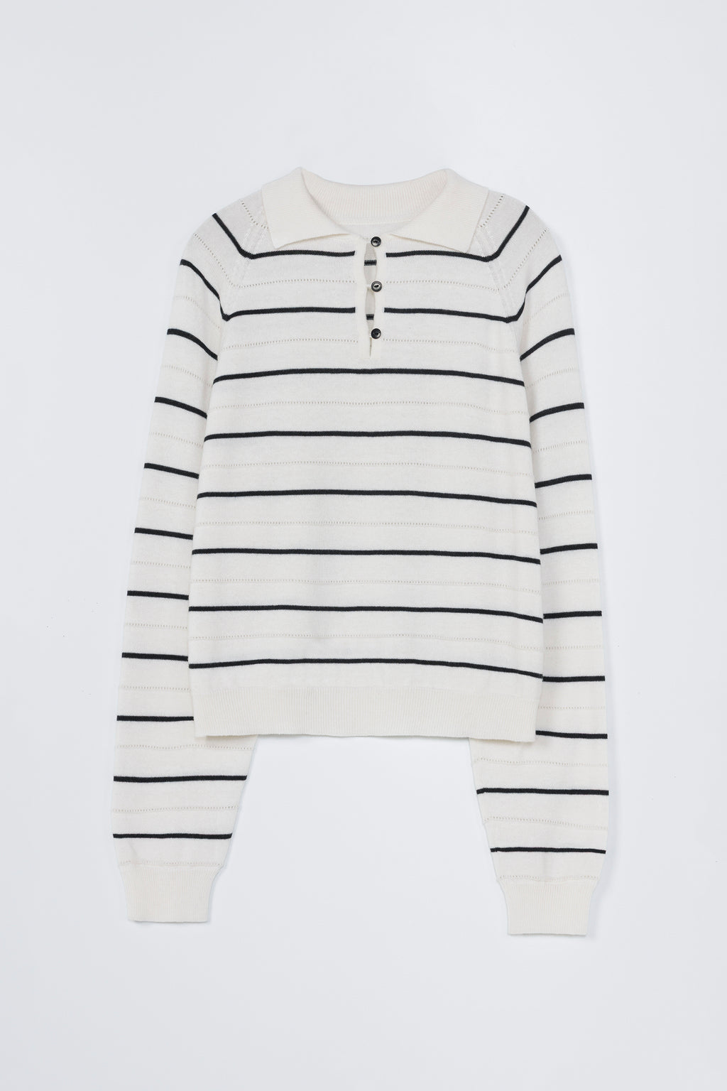 Merino Wool Striped Polo in White by CORDERA