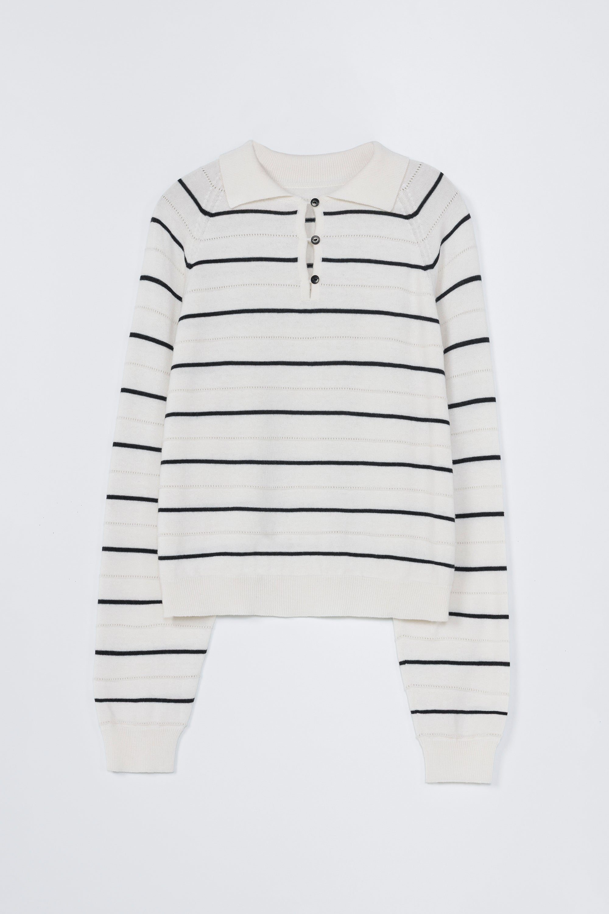 Merino Wool Striped Polo in White by CORDERA