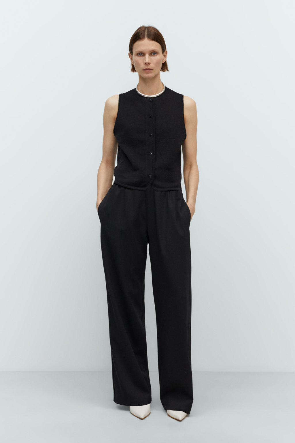 Merino Wool Waistcoat in Black by CORDERA