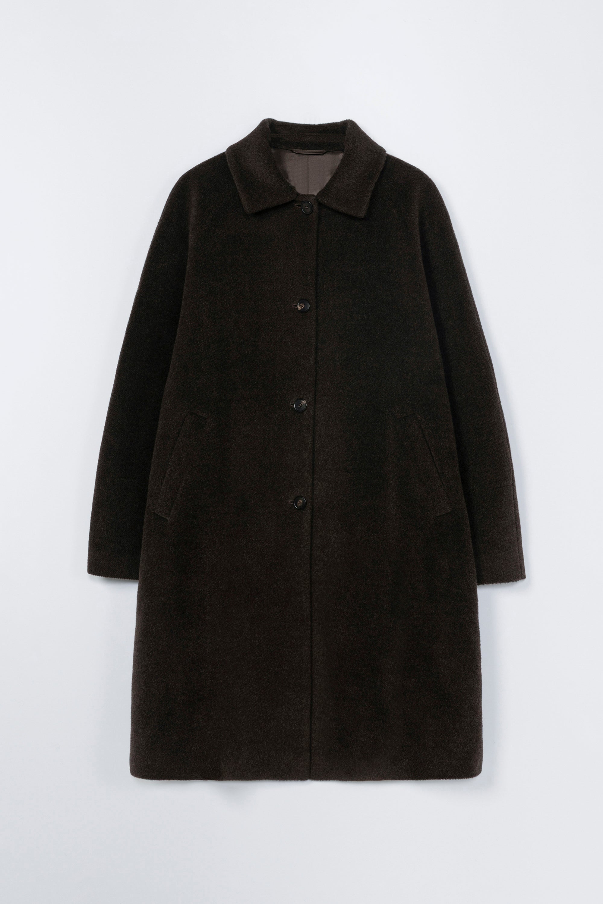 Single Breasted Wool Coat in Mocca by CORDERA
