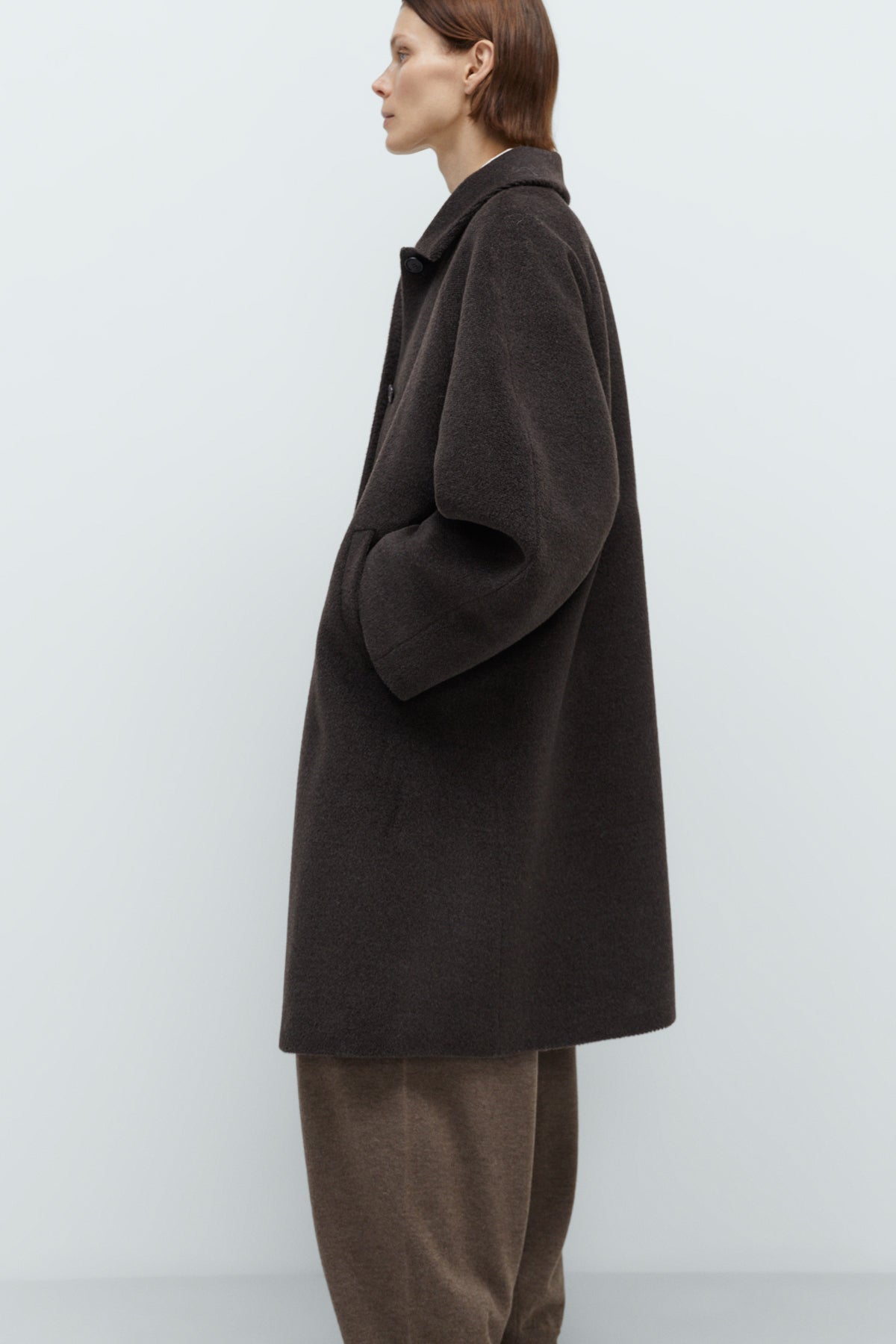 Single Breasted Wool Coat in Mocca by CORDERA