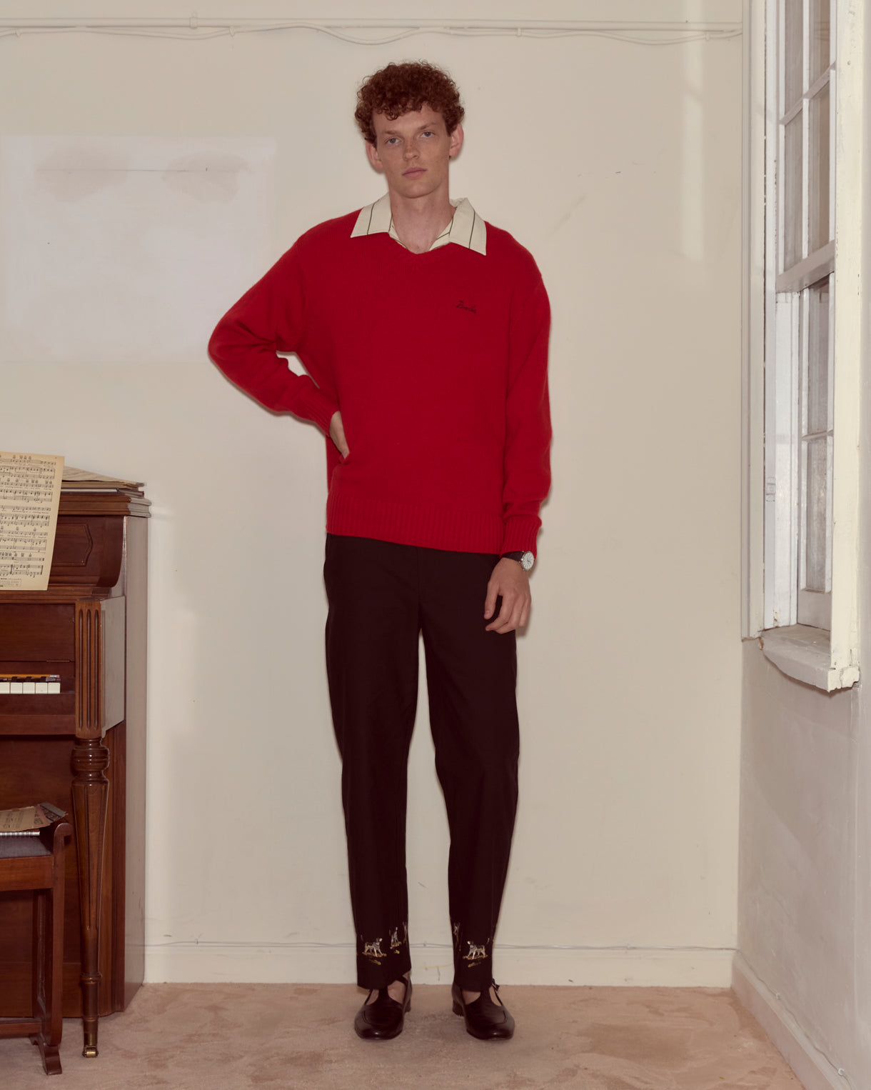 Currant Sweater in Red by Bode