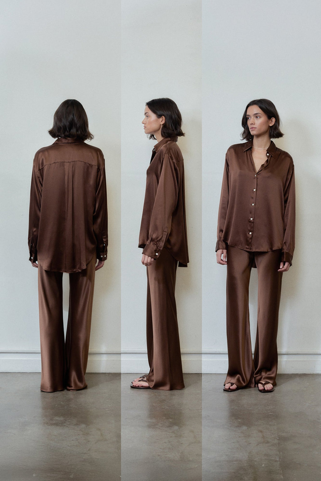 Silk Bias Pant in Espresso by Comme Si
