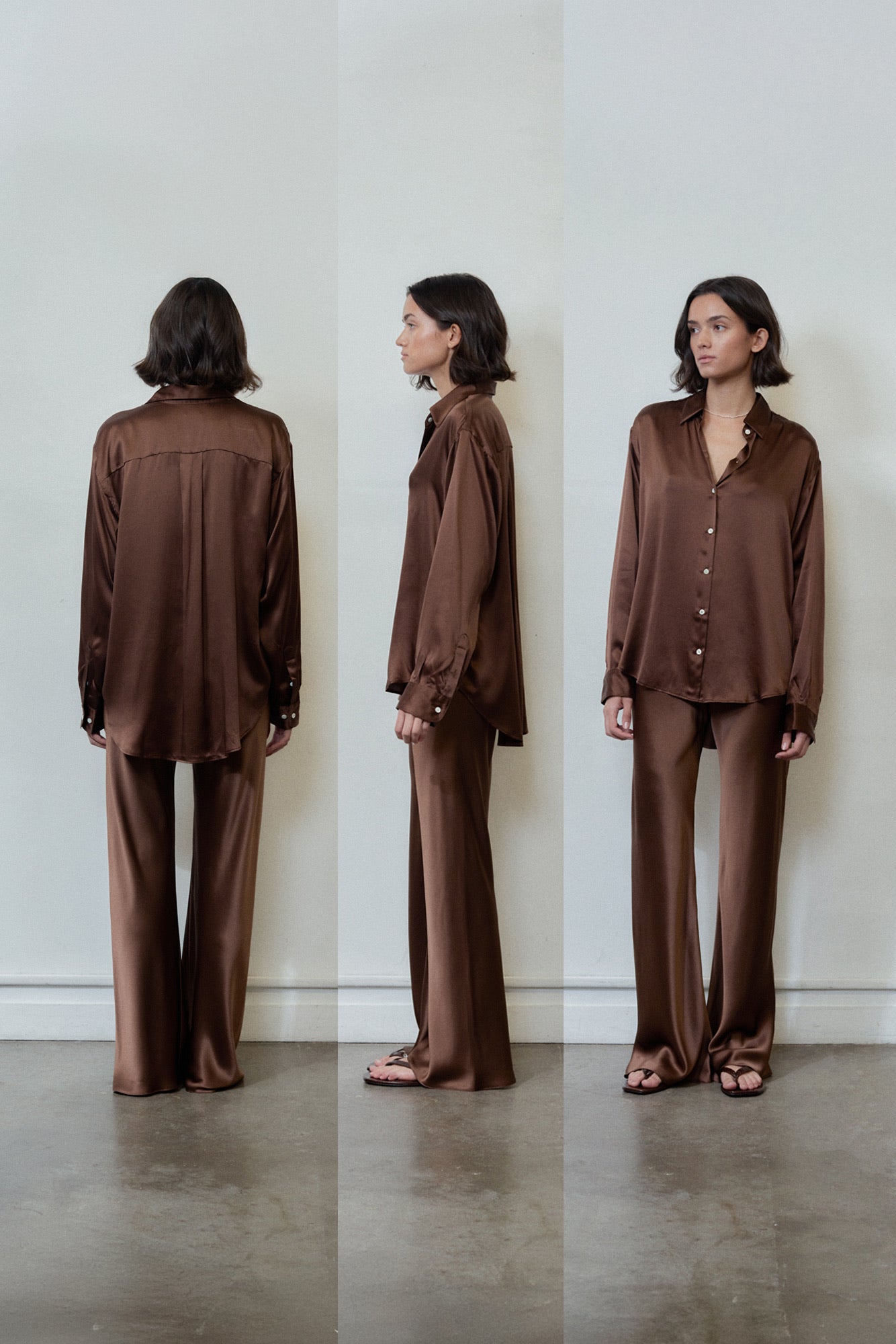 Silk Bias Pant in Espresso by Comme Si