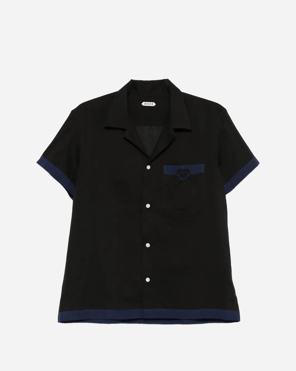 Heart Deco Short Sleeve Shirt in Black by Bode