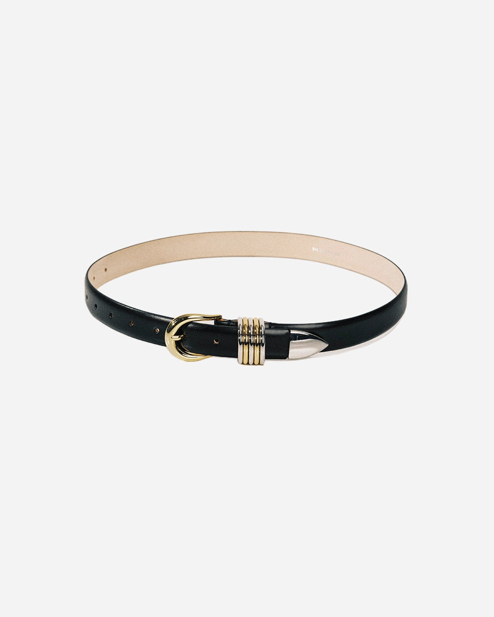 Hollyhock Leather Belt in Black & Mixed Metal by Déhanche
