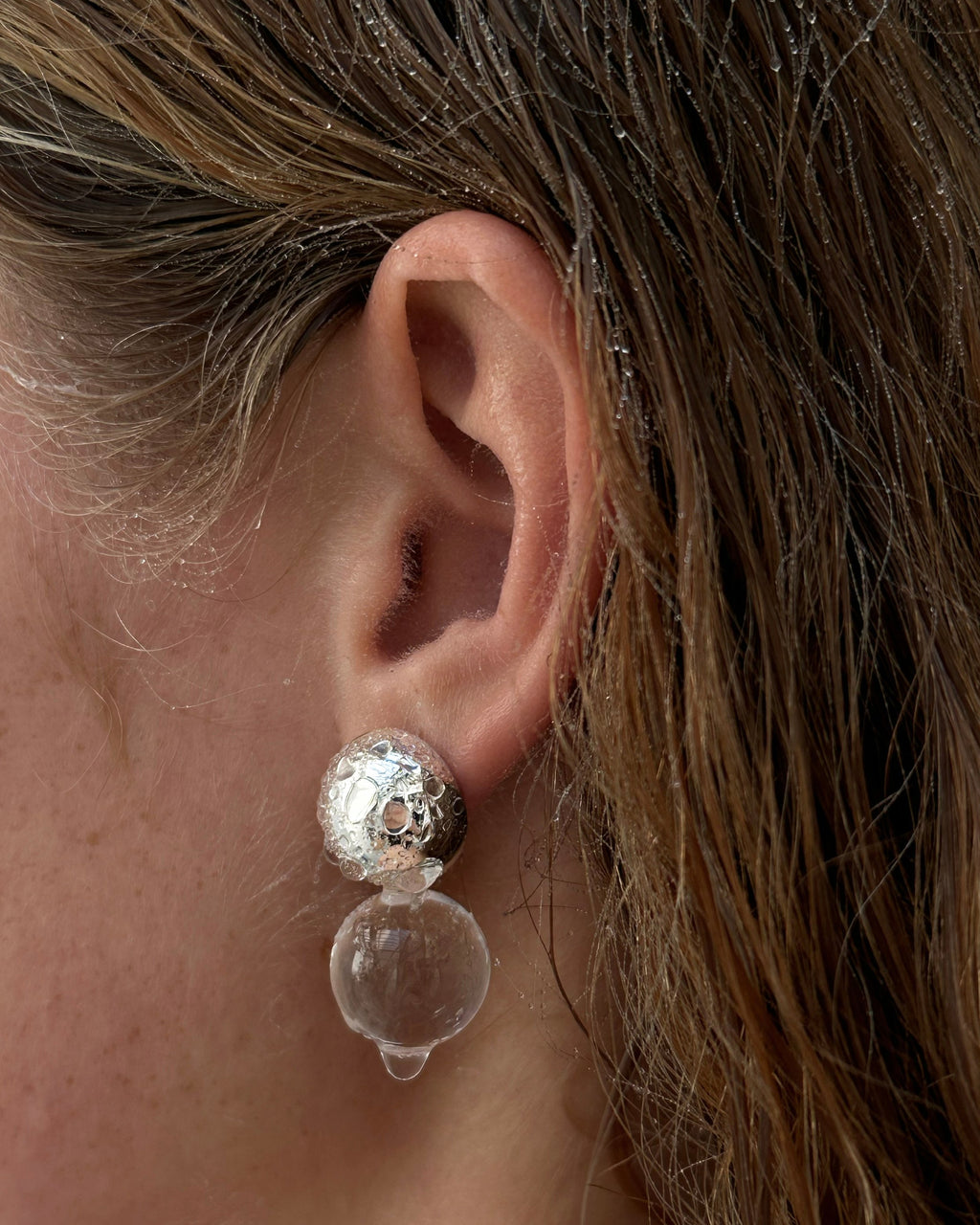 Crystal Twin Spheres Earrings by Mussels and Muscles