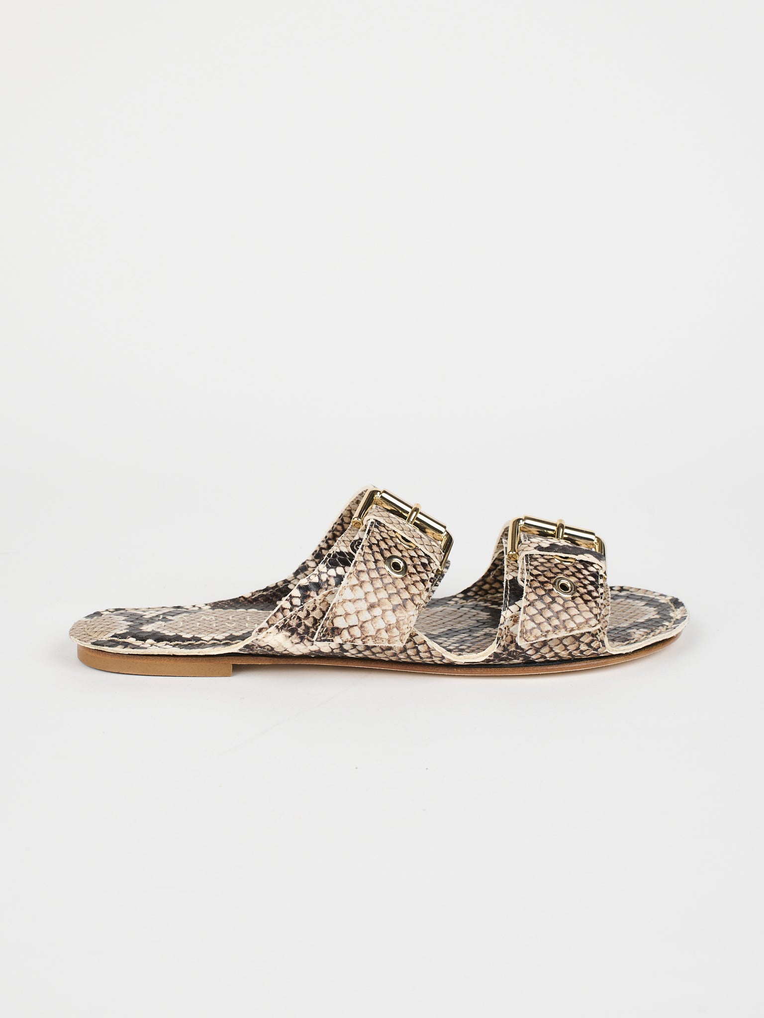Double Buckle Slide in Taupe