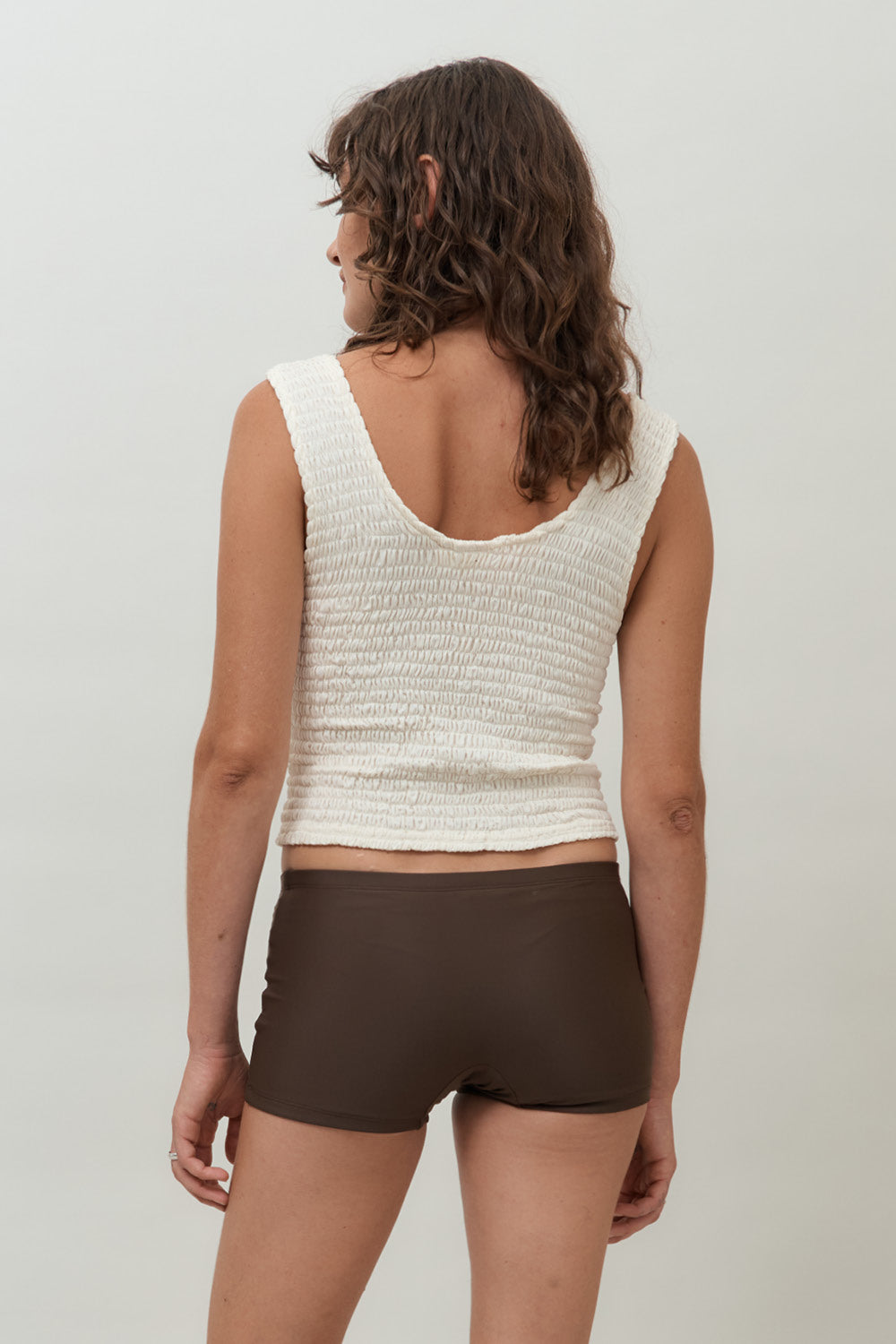 Lucia Shirred Tank in Cream by Hakea