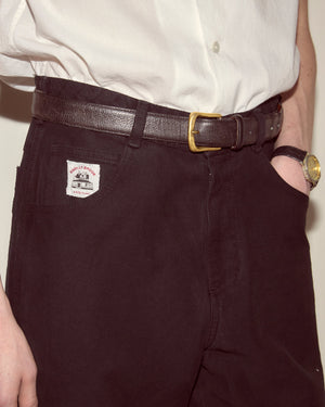 Embroidered Denim Knolly Brook Trousers in Black by Bode