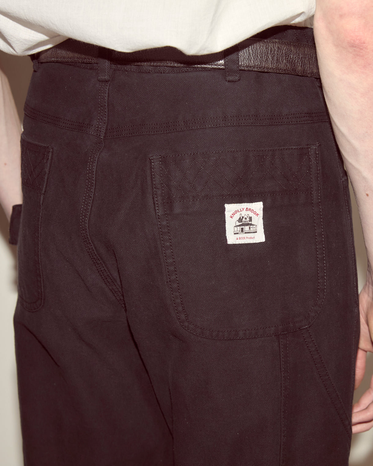 Embroidered Denim Knolly Brook Trousers in Black by Bode
