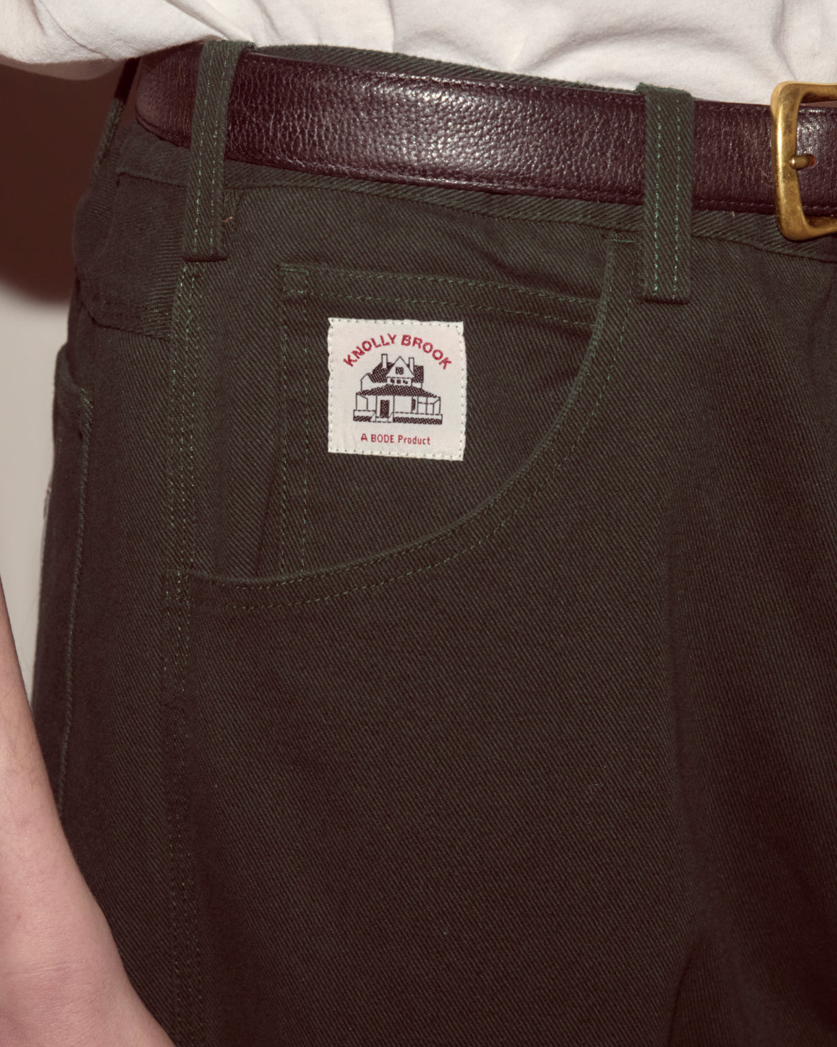 Twill Knolly Brook Trousers in Dark Green by Bode