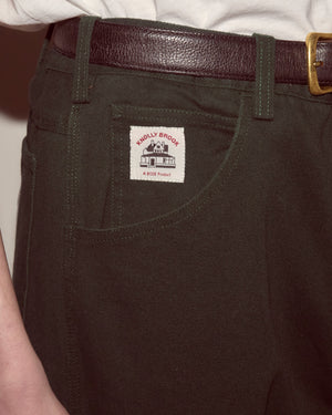Twill Knolly Brook Trousers in Dark Green by Bode