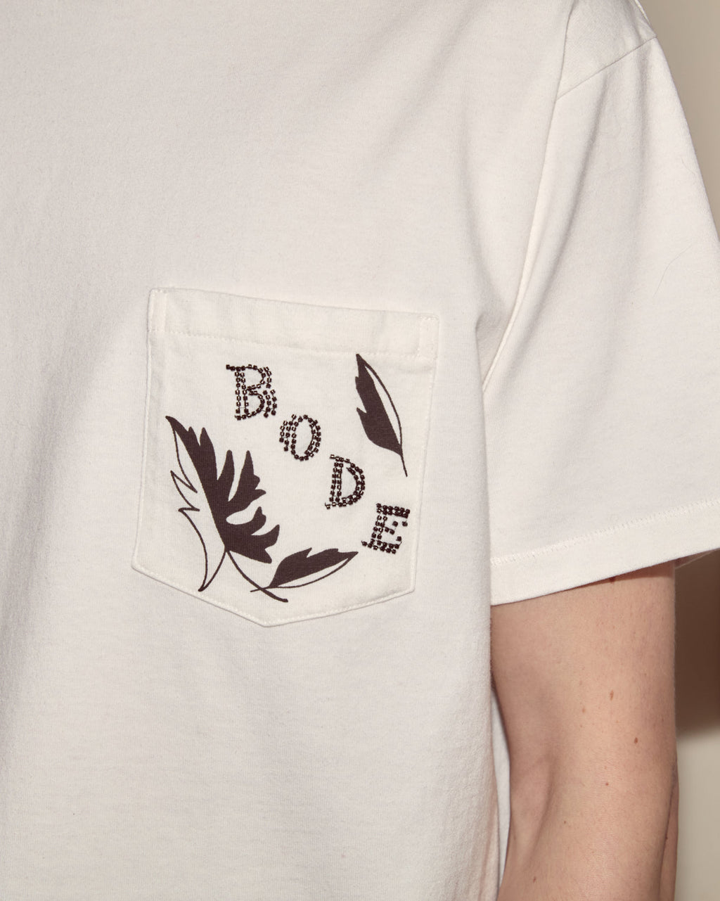 Beaded Leaf Pocket Tee by Bode