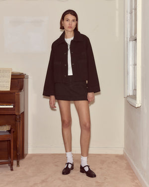 Embroidered Denim Jacket in Black by Bode