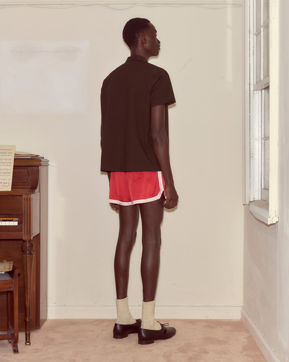 Voile Short Sleeve Shirt in Brown by Bode