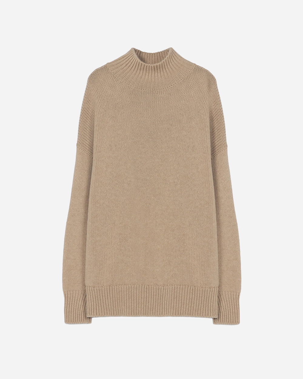 Merino Wool Chunky Turtleneck Sweater in Beige by CORDERA