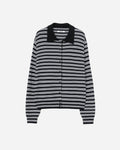 Merino Wool Striped Polo Cardigan by CORDERA