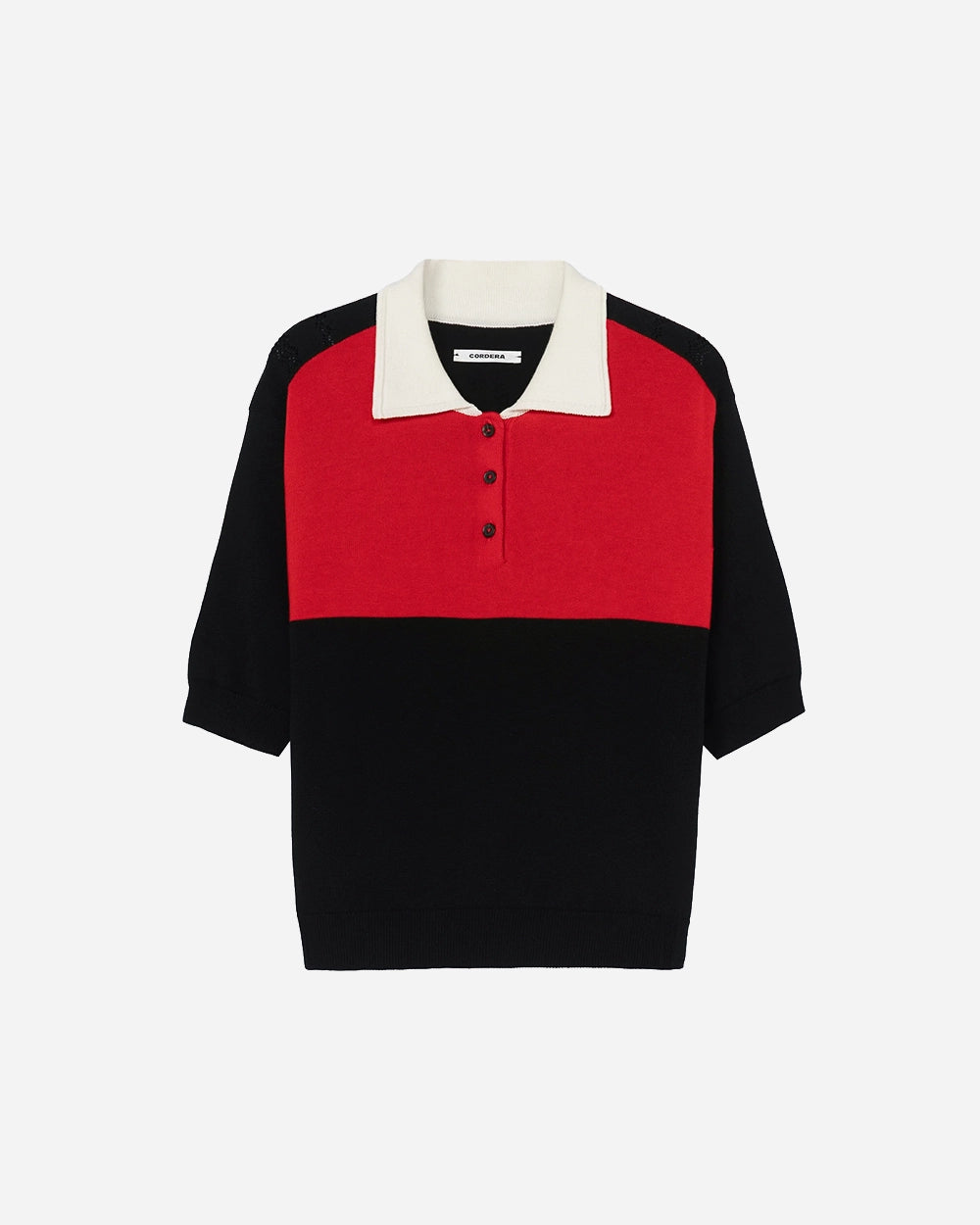 Organic Cotton Colorblock Polo in Black by CORDERA
