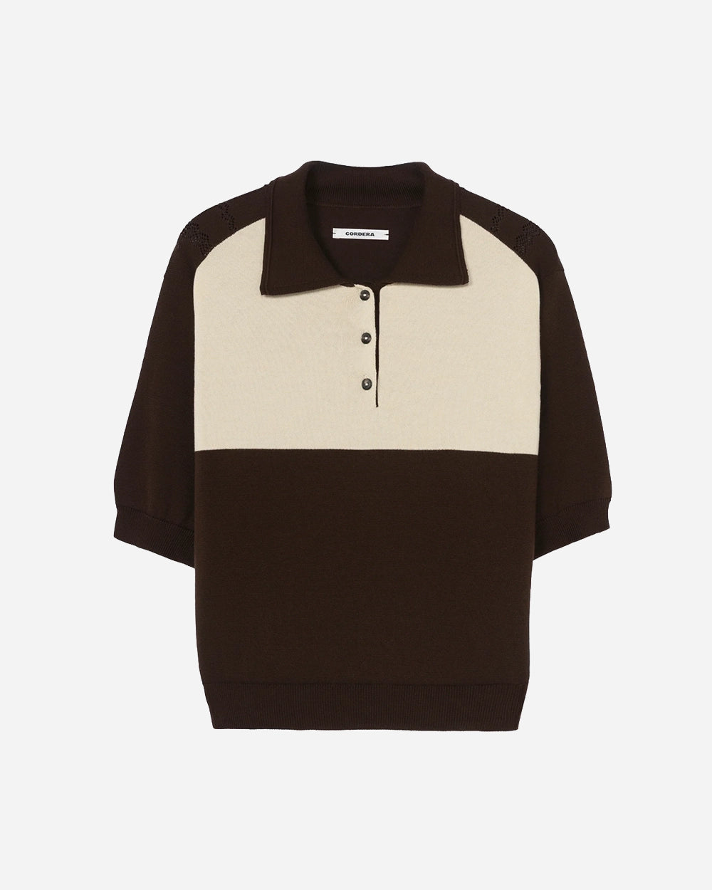 Organic Cotton Colorblock Polo in Brown by CORDERA