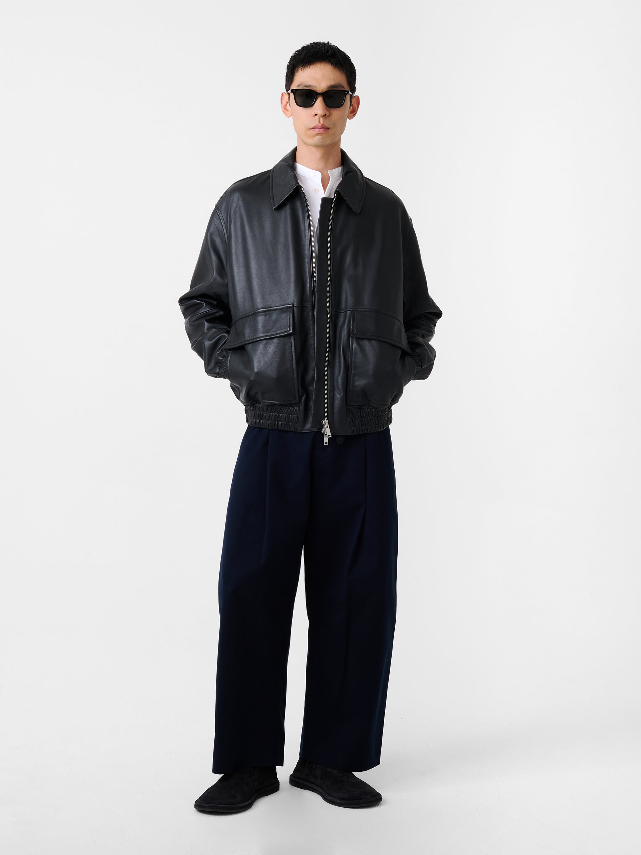 Piston Leather Jacket in Black by Studio Nicholson