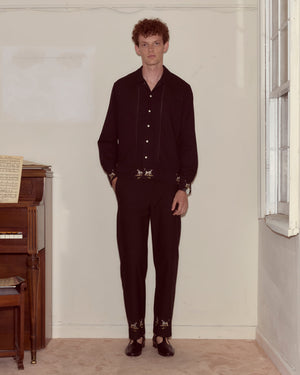 Pointer Long Sleeve Shirt in Black by Bode