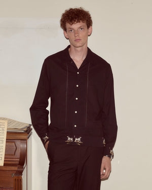 Pointer Long Sleeve Shirt in Black by Bode