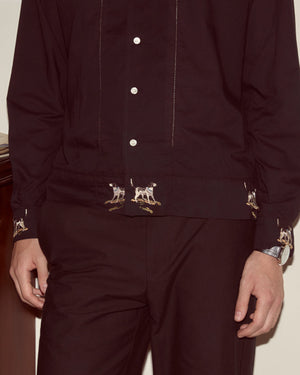 Pointer Long Sleeve Shirt in Black by Bode