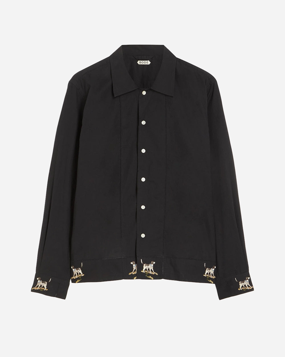 Pointer Long Sleeve Shirt in Black by Bode