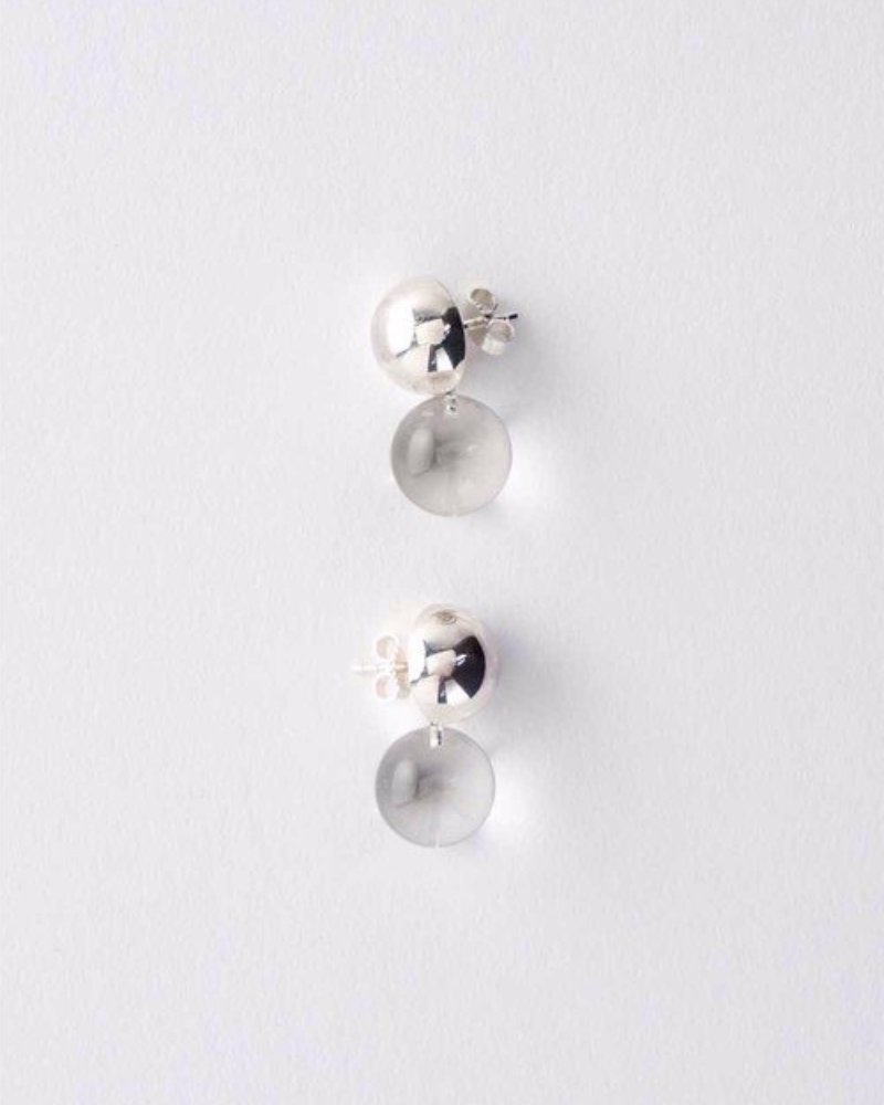 Crystal Twin Spheres Earrings by Mussels and Muscles