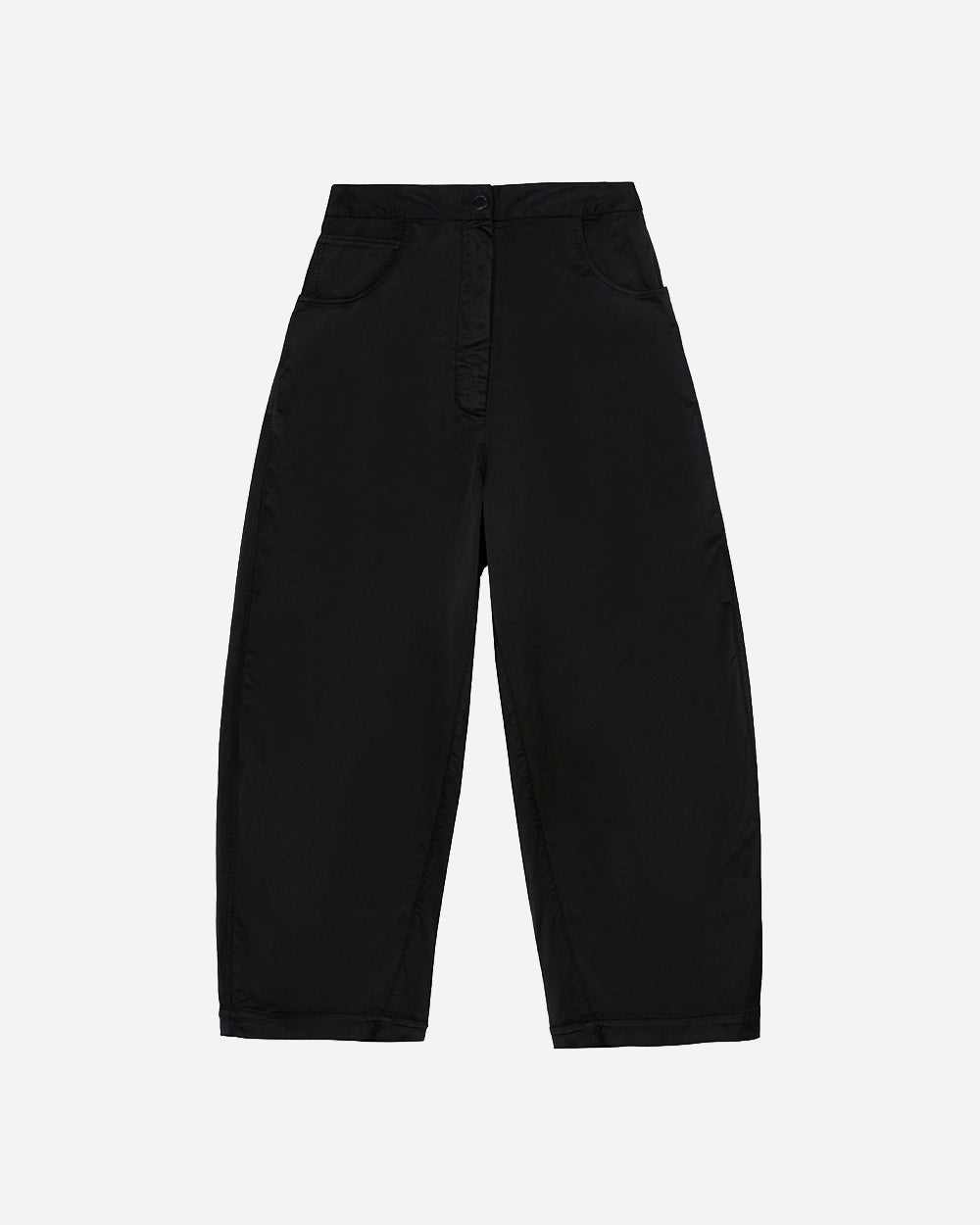 Satin Curved Pants in Black by CORDERA
