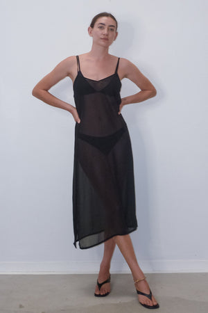 Sheer Slip Dress in Black