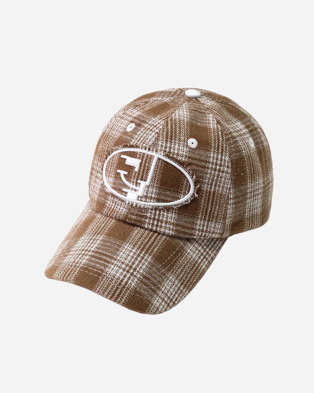 Smiling Bauhaus Plaid Cap in Brown by Henry Johnson