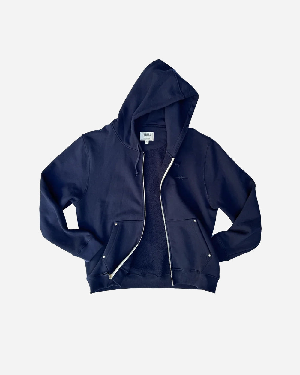 Stud Zip Hoodie in Dusk Blue by PHIPPS