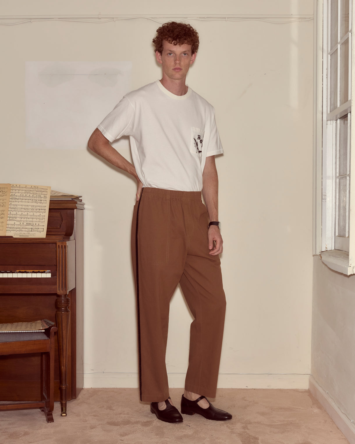 Twill Track Pants in Brown by Bode