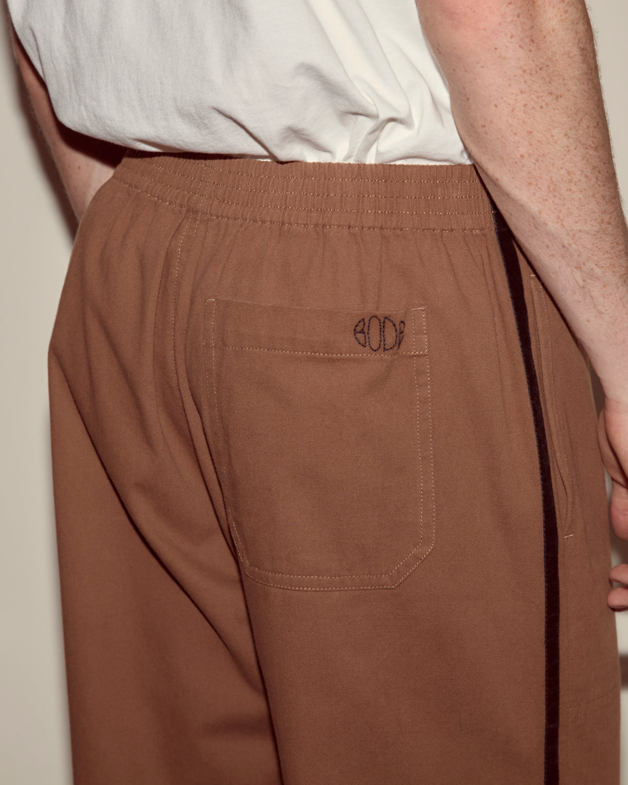Twill Track Pants in Brown by Bode