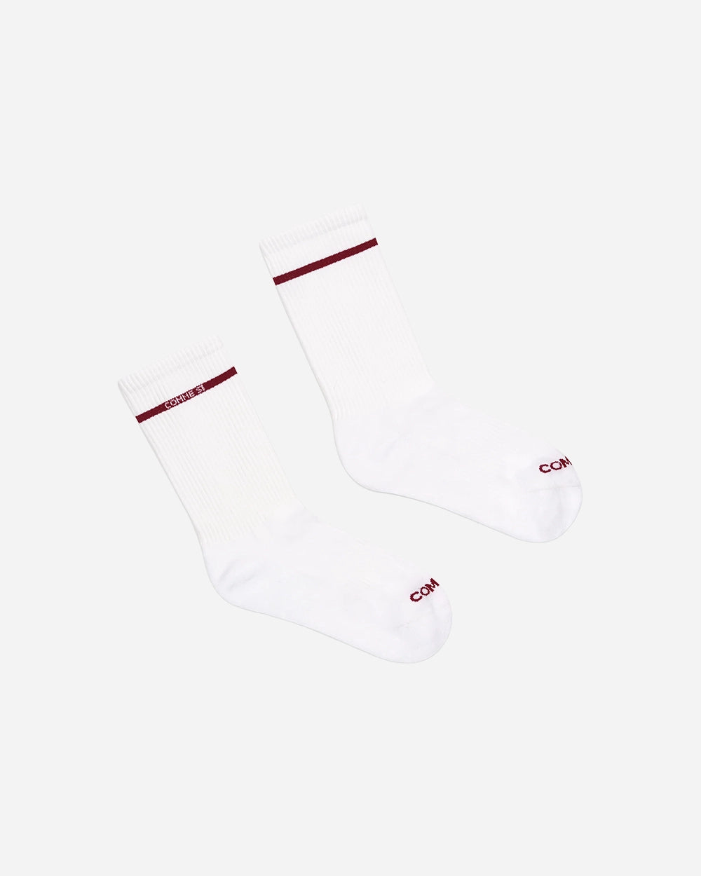 The Tennis Sock in White & Maroon Stripe by Comme Si
