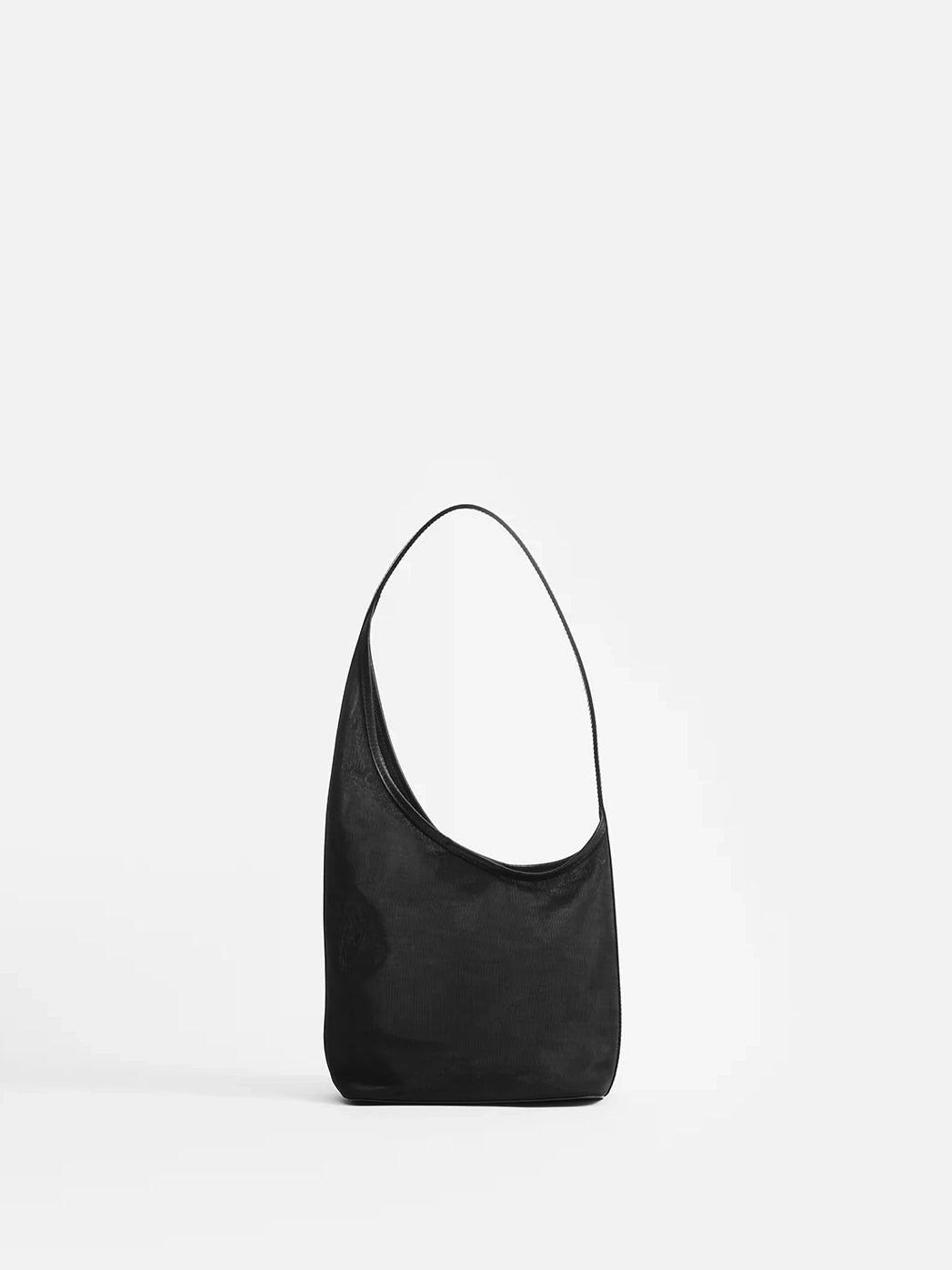 Black shoulder bag on a light gray background