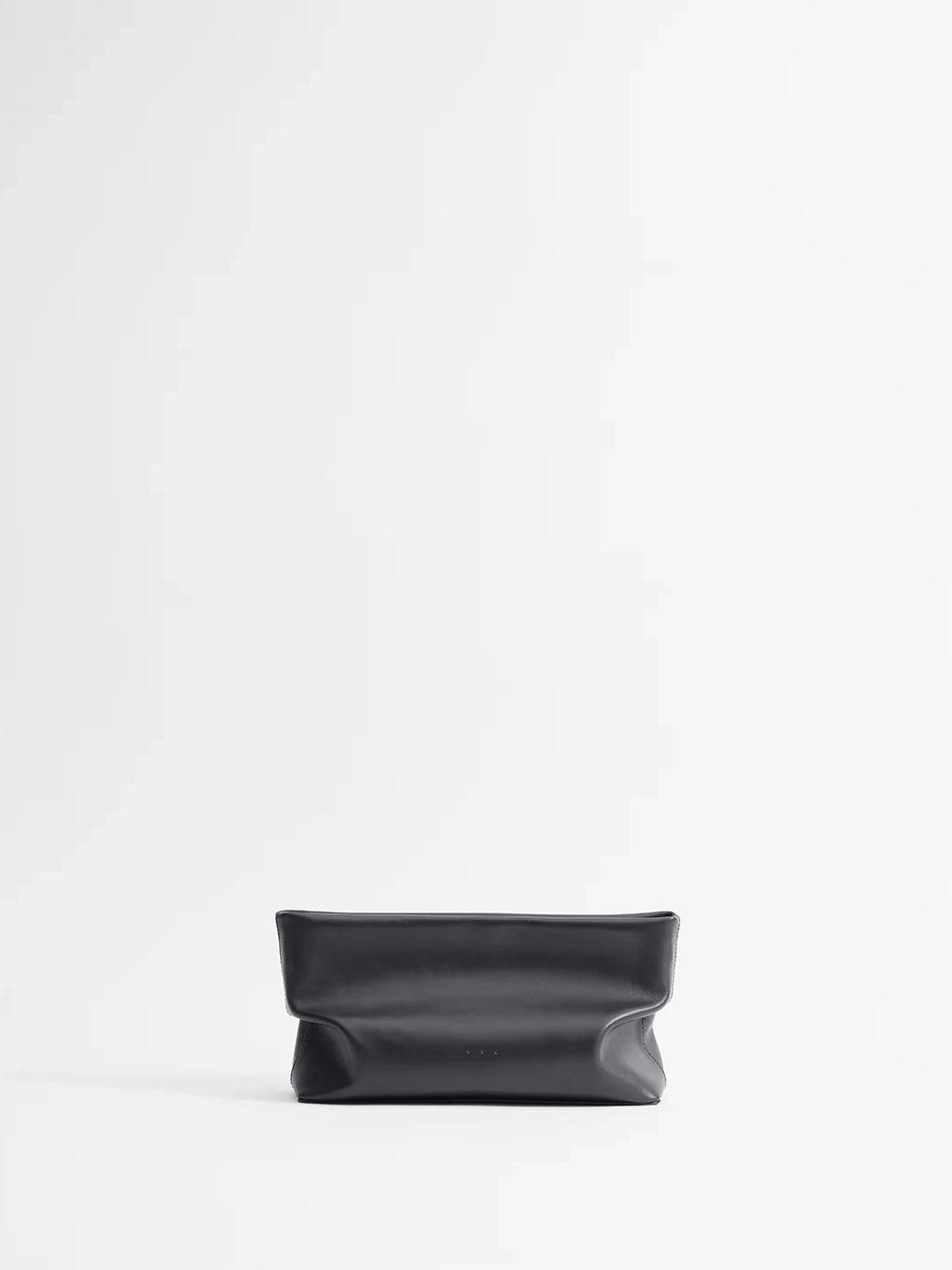 Black leather pouch on a white background