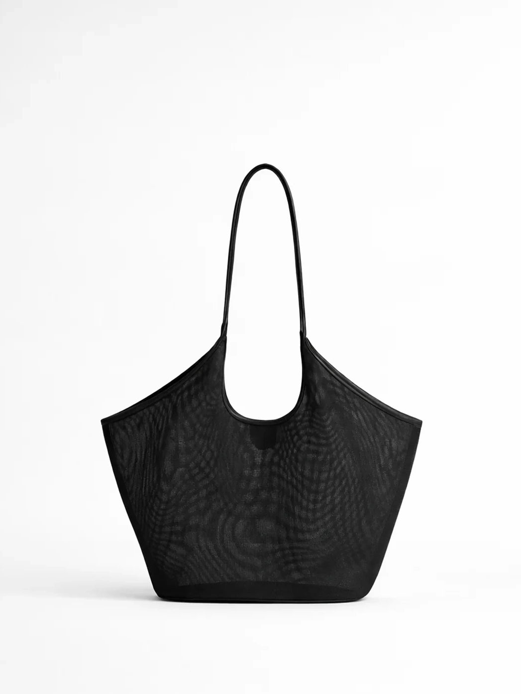 Black textured tote bag on a white background