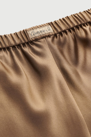 Silk Bias Pant in Taupe by Comme Si