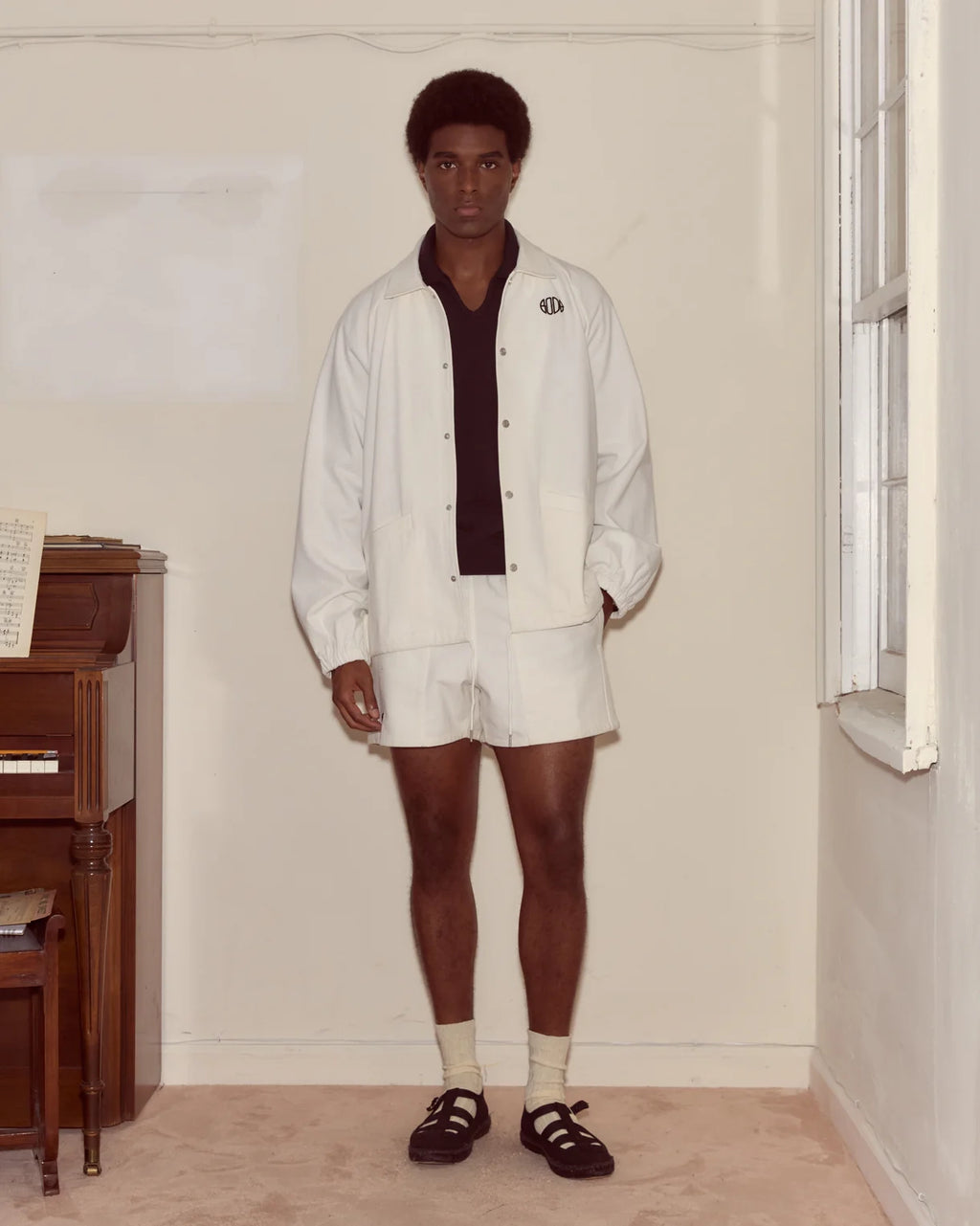 Twill Track Jacket in White by Bode